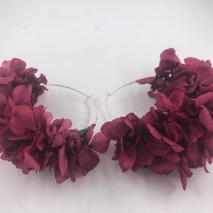 Magenta hydrangea flowers earrings