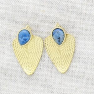 Earrings stainless steel sheet blue stone