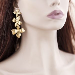 Triple metal flower earrings