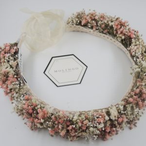 Semi wreath paniculata natural and pink with white accents
