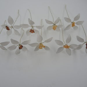 White Enamel Flower Jewel Hairpins