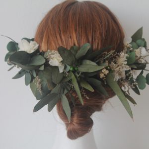 Eucalyptus bridal half wreath headpiece