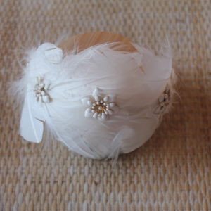 Feather headband with white flowers