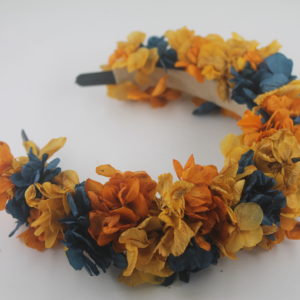 Hydrangea headband yellow, caldera and navy blue