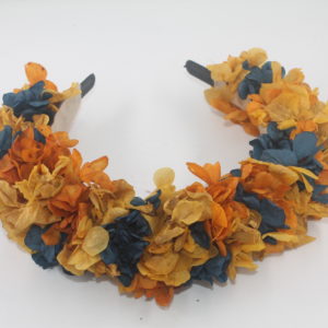 Hydrangea headband yellow, caldera and navy blue