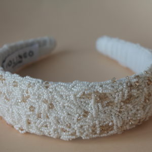 Wide padded bridal headband with swarovski crystal