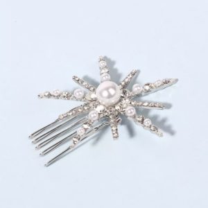 Silver star bridal comb