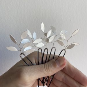 5 white bridal hairpins