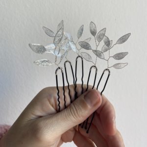 5 silver bridal hairpins with glitter