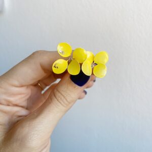 Pack 5 horquillas flor joya  amarilla - hilo de plata