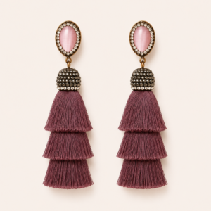 Pendientes largos de flecos rosa 10 cm | Invitada