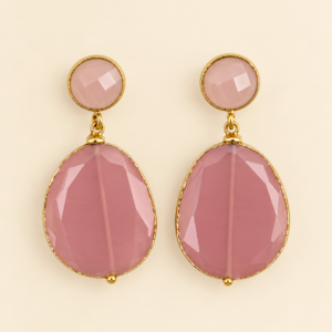 Pendientes Rosa Empolvado Facetados