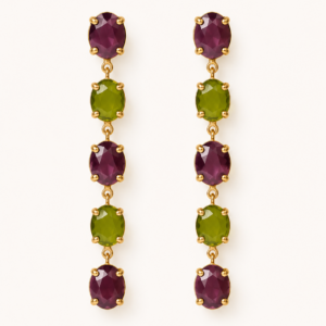 Pendientes largos verde lima y morado ciruela | Invitada