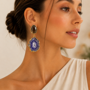 Pendientes Geoda Violeta – 5 cm