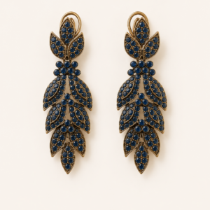 Pendientes largos azul marino y dorado | Invitada