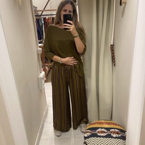 Inicio Pantalón rayas verde talla única
